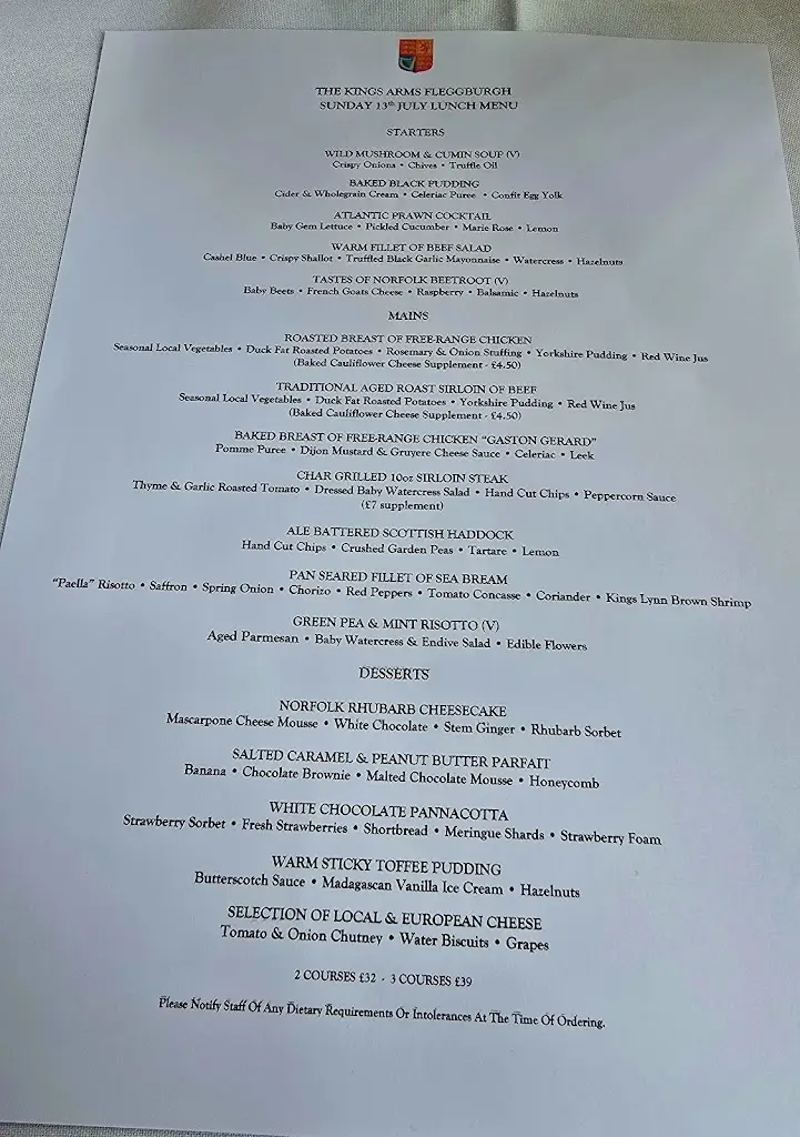 Menu_Kings Arms Fleggburgh_Martham_image_1