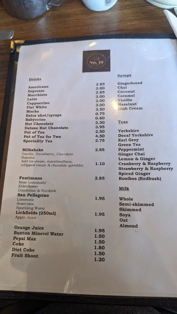 Menu_No.19 Cafe & Bistro_Market Warsop_image_1