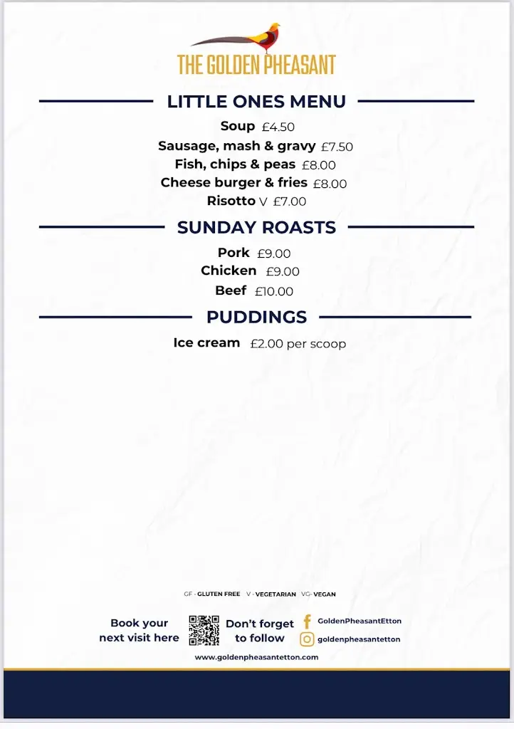 Menu_The Golden Pheasant_Barnack_image_2