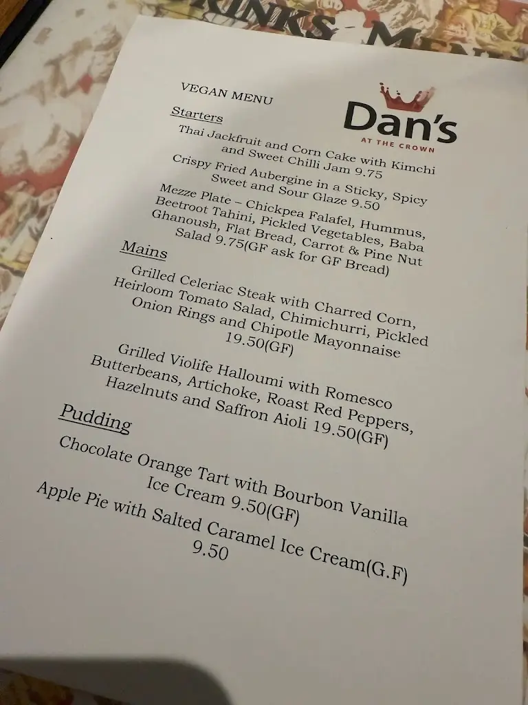 Menu_Dan's at The Crown_Marlborough_image_1