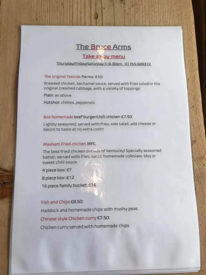 Menü_The Bruce Arms_Masham_Bild_4