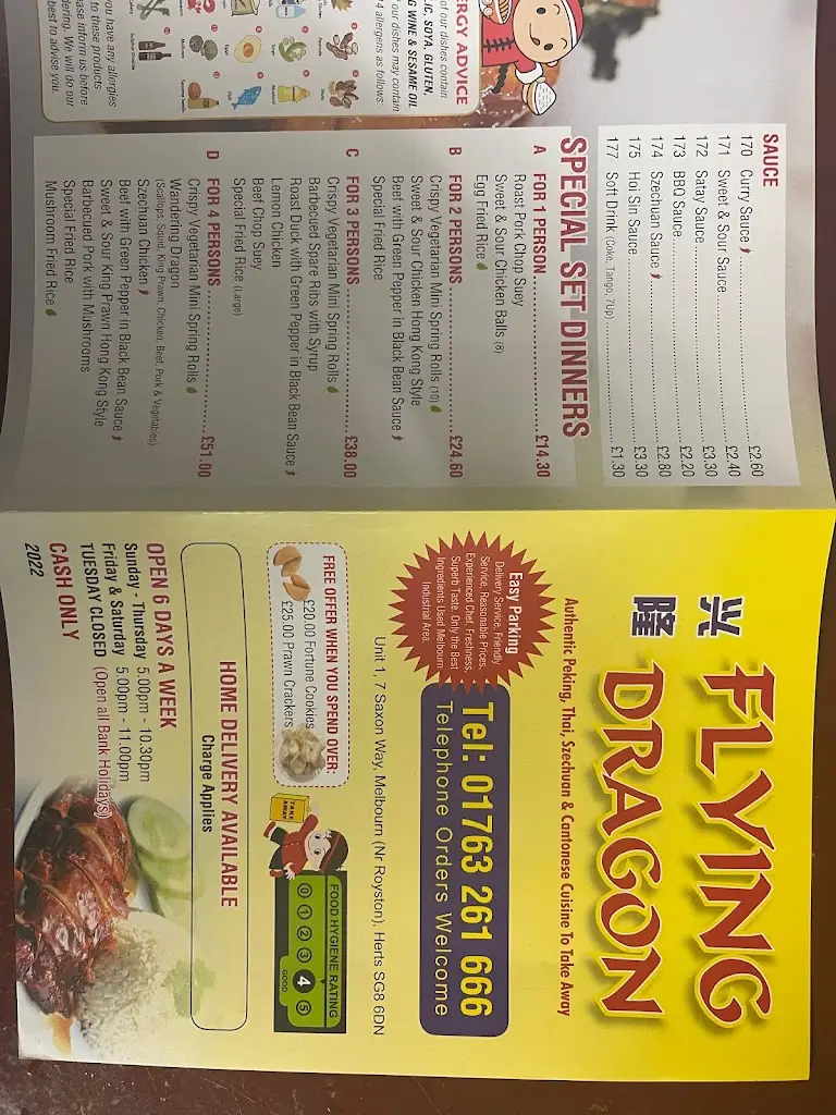 Menu_The Flying Dragon_Melbourn_image_4
