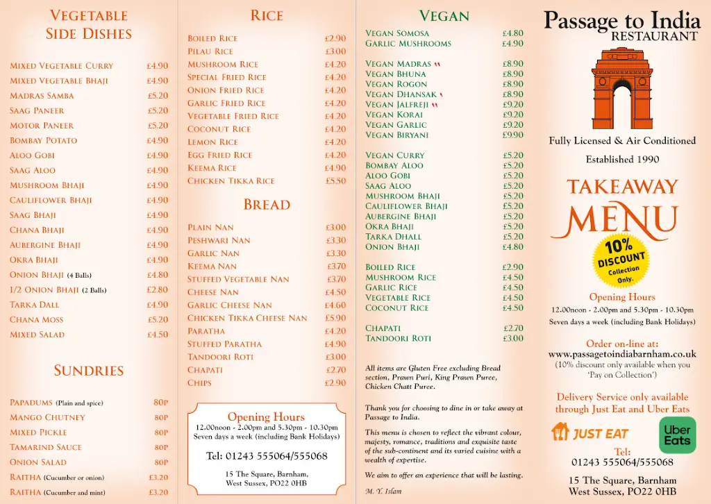 Menü_Passage To India_Barnham_Bild_2