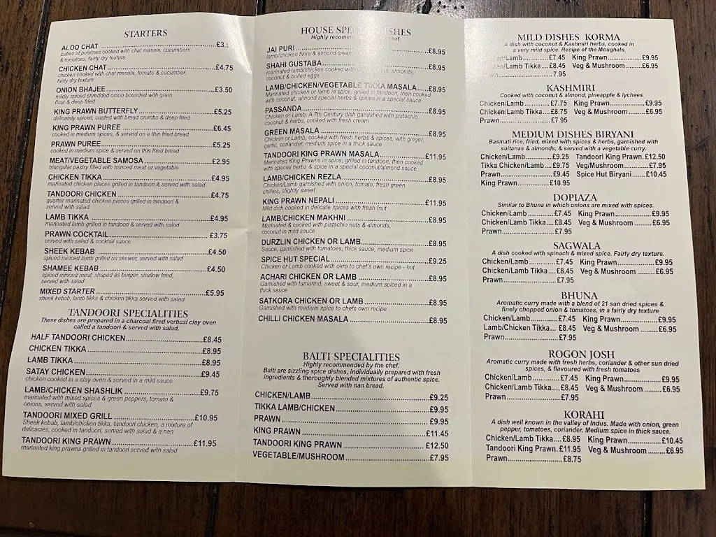 Menu_The Spice Hut_Meldreth_image_3