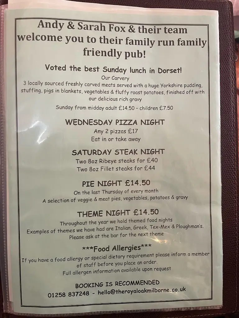 Menu_The Royal Oak_Milborne St Andrew_image_3