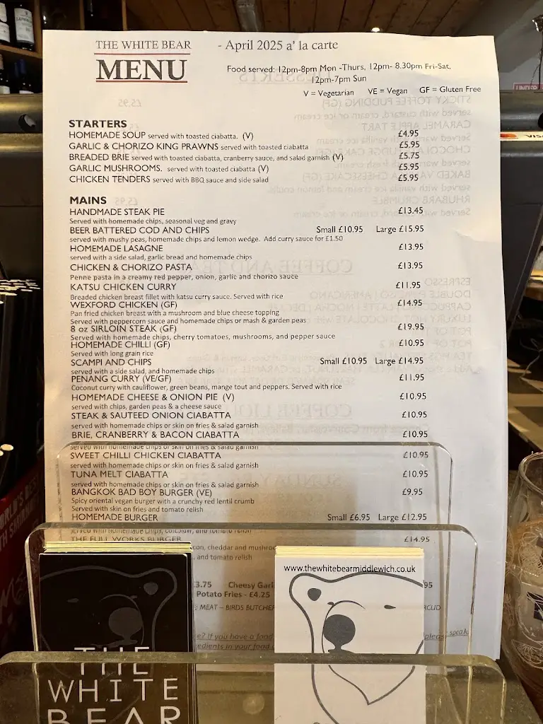 Menu_The White Bear_Middlewich_immagine_1