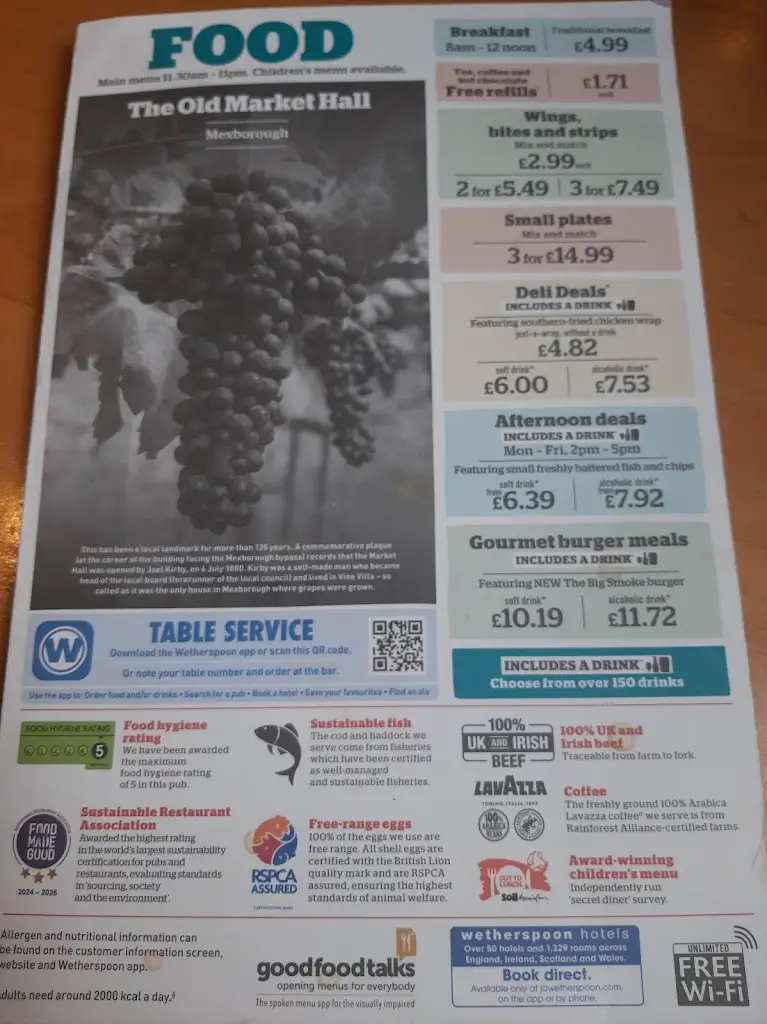 Menu_The Old Market Hall - JD Wetherspoon_Mexborough_image_1