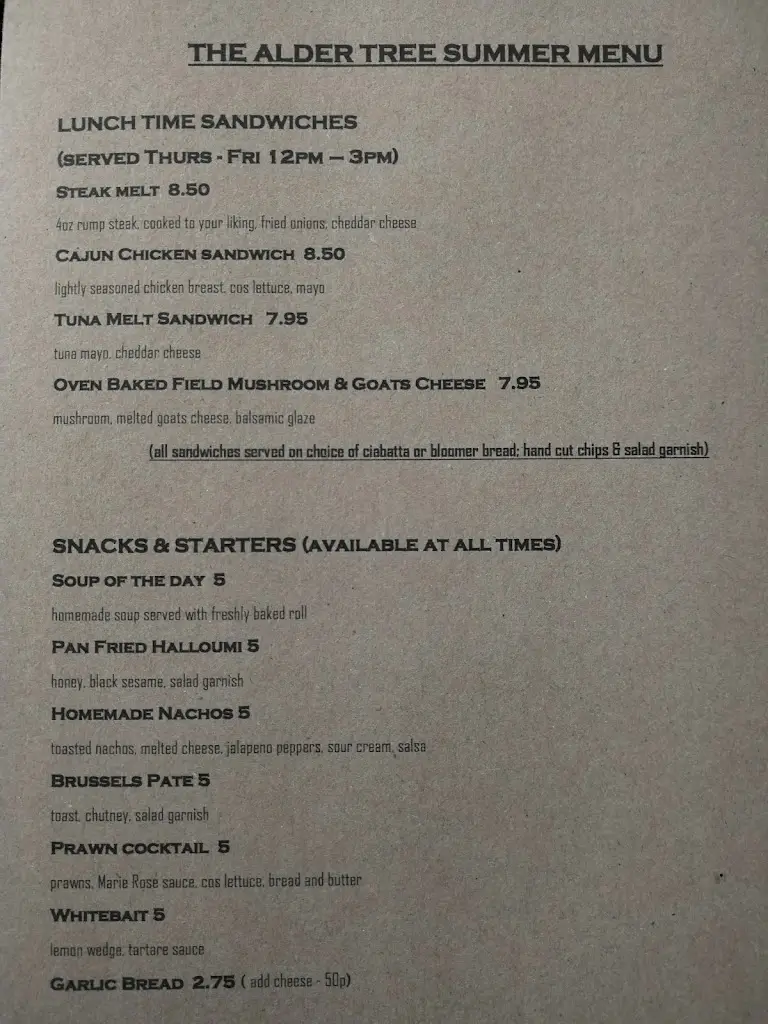 Menu_The Alder Tree_Mexborough_image_4