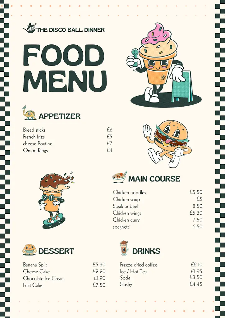 Menu_The disco ball dinner_Minsterley_imagen_1