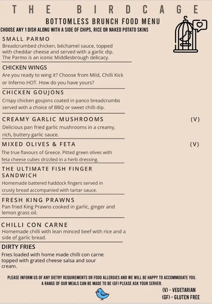 Menu_The Birdcage Middlesbrough_Middlesbrough_image_1