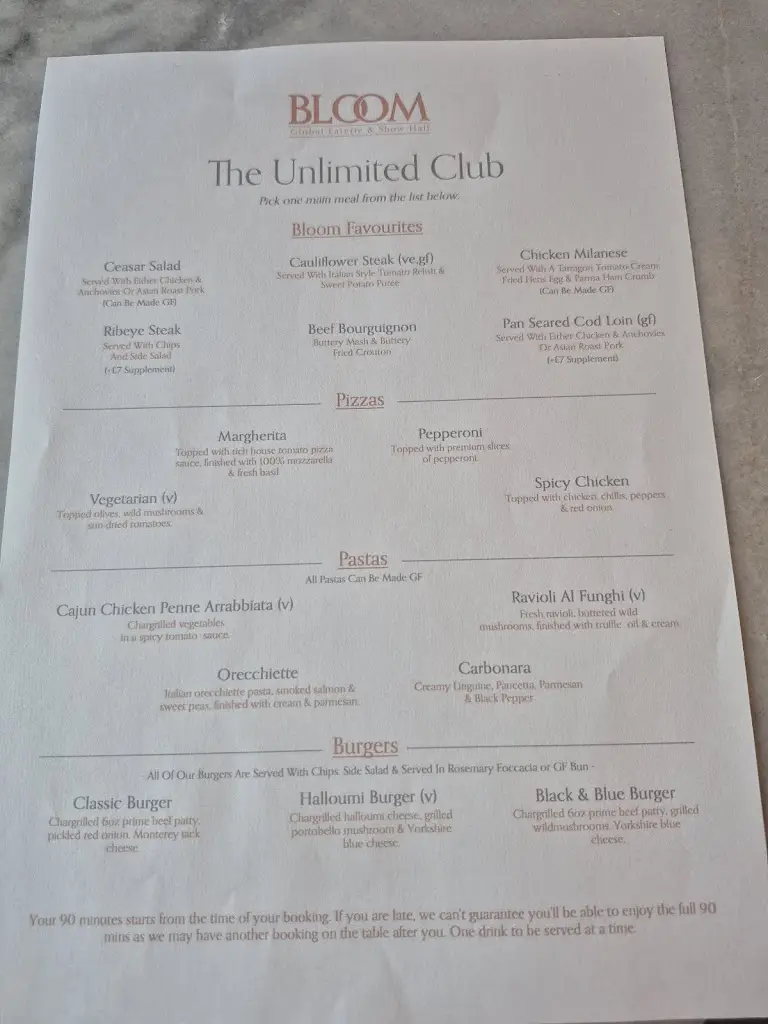 Menu_Bloom Show Hall & Eaterie_Middlesbrough_image_1