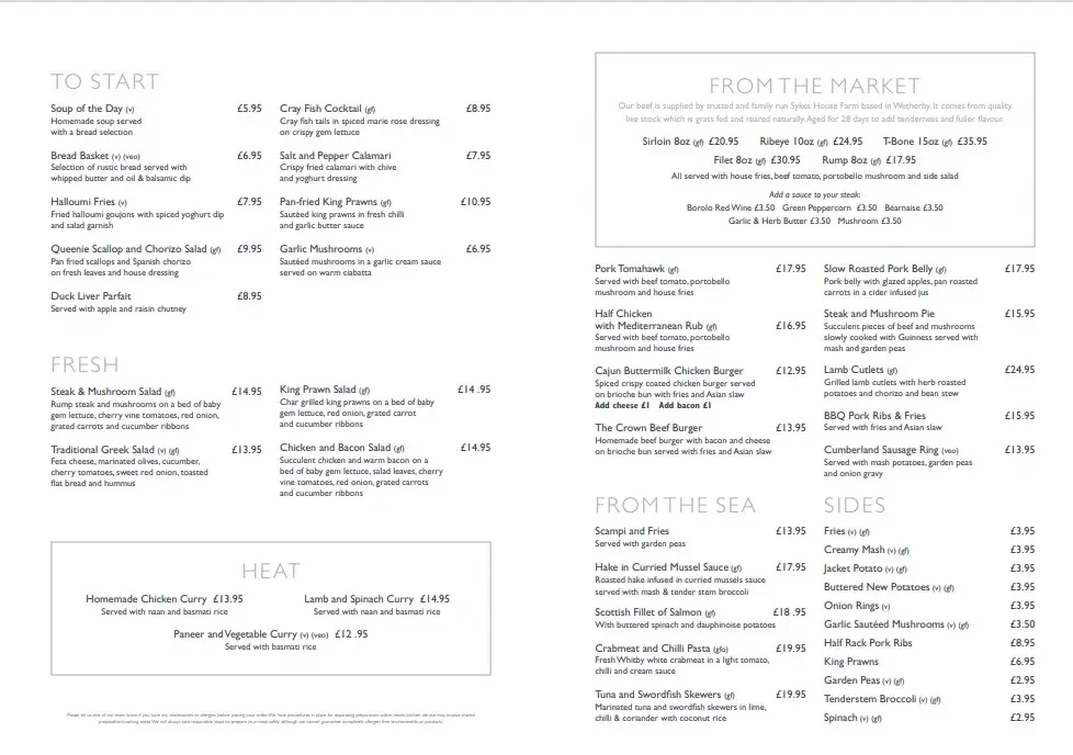 Menu_The Crown Inn_Monk Fryston_image_1