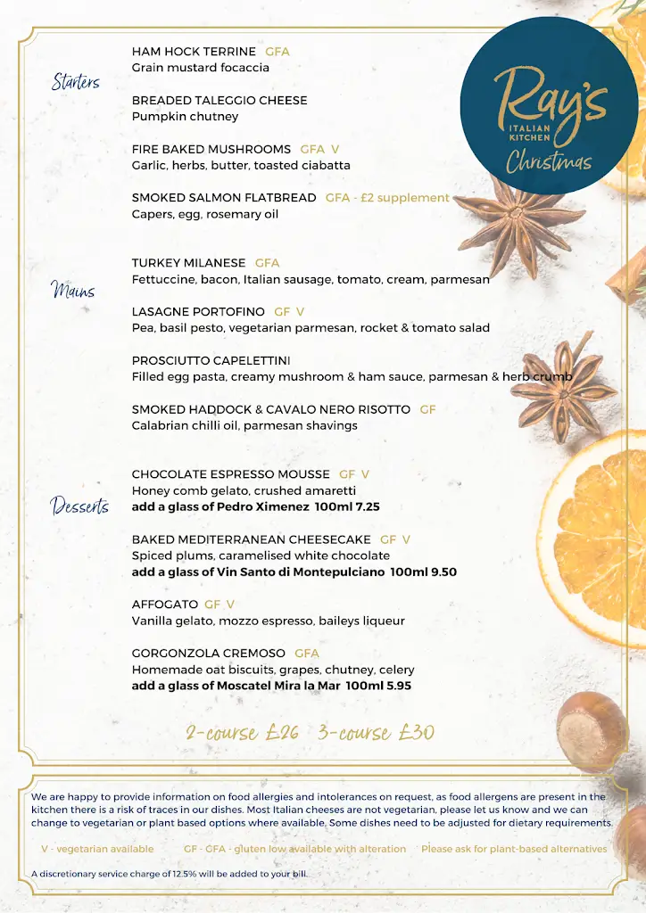 Menu_Ray's Italian Kitchen_Milford on Sea_image_1