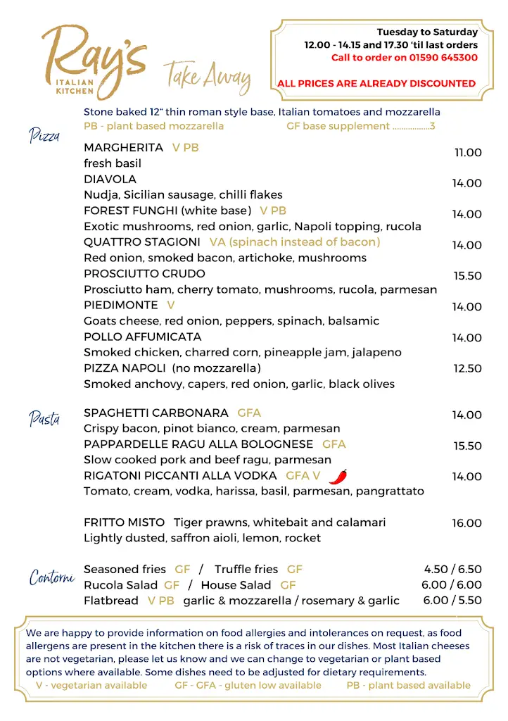 Menu_Ray's Italian Kitchen_Milford on Sea_image_4