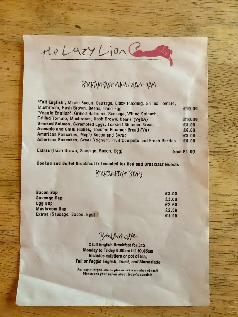 Menu_The Red Lion_Milford on Sea_image_1