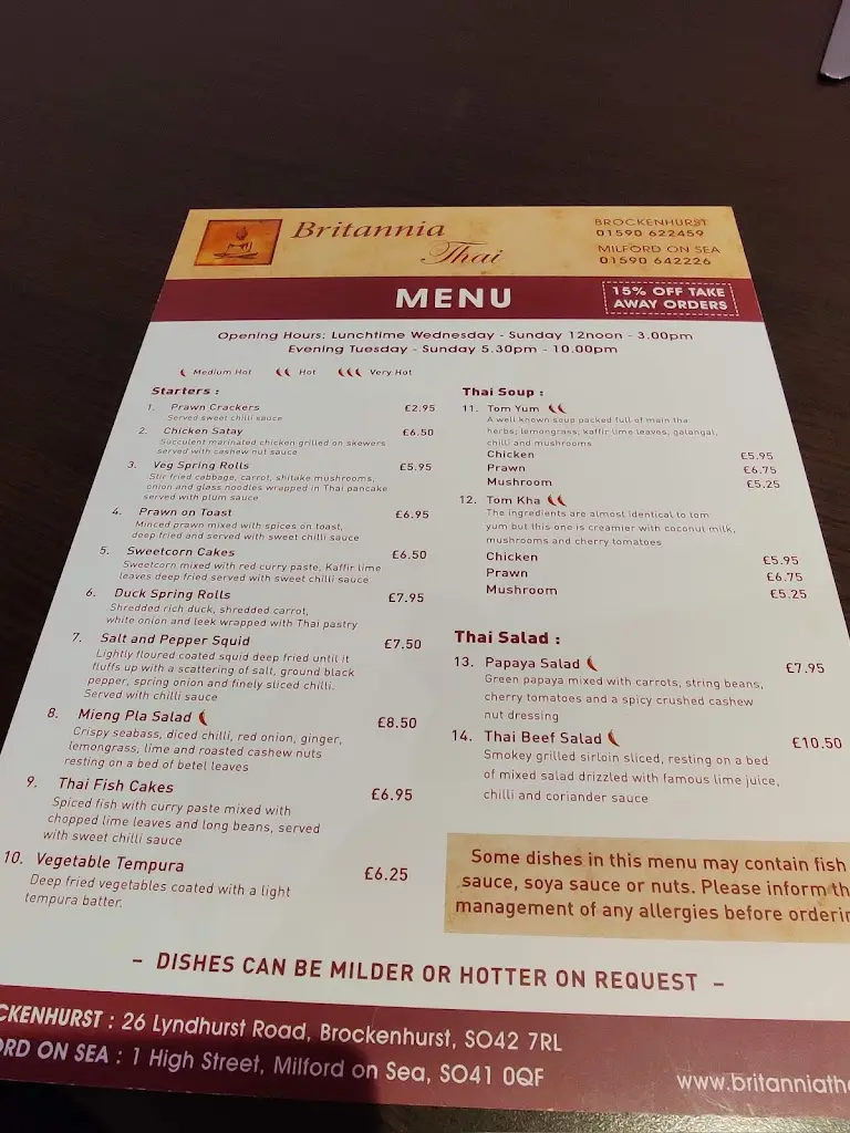 Menu_Britannia Thai_Milford on Sea_image_4