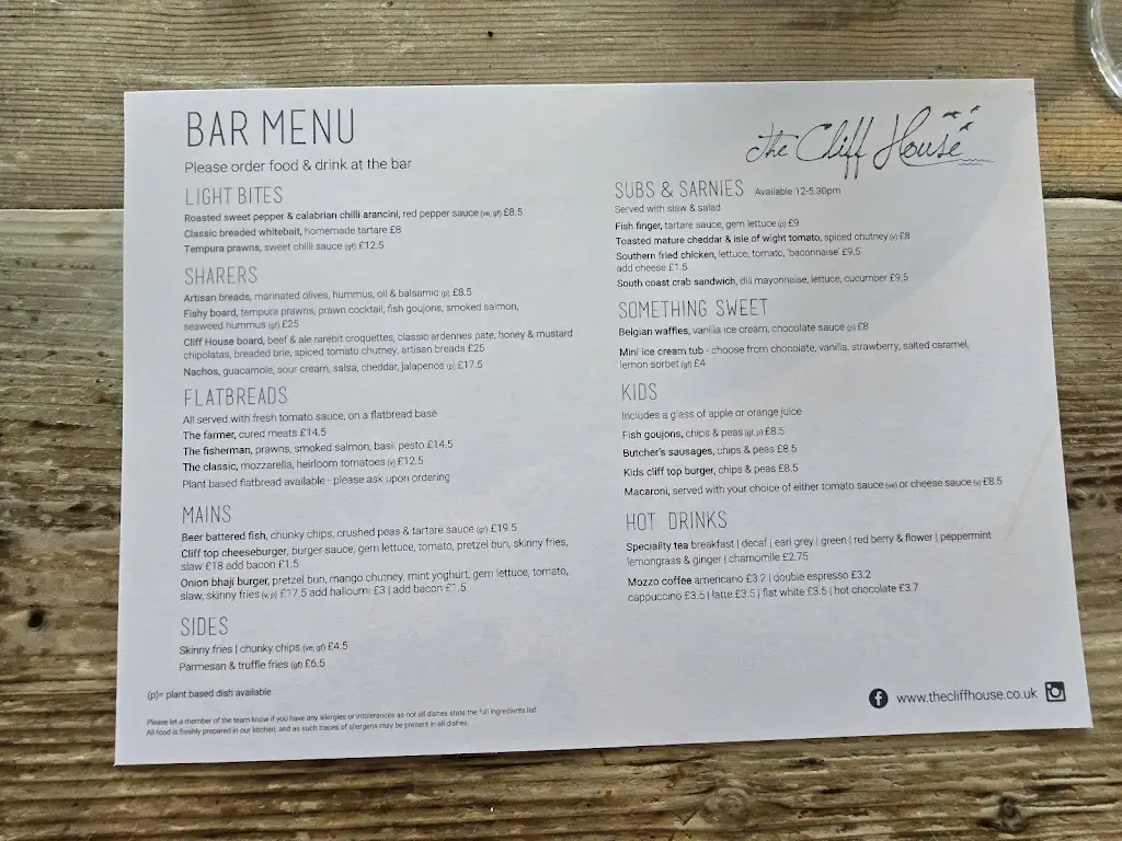 Menu_The Cliff House_Milford on Sea_image_1