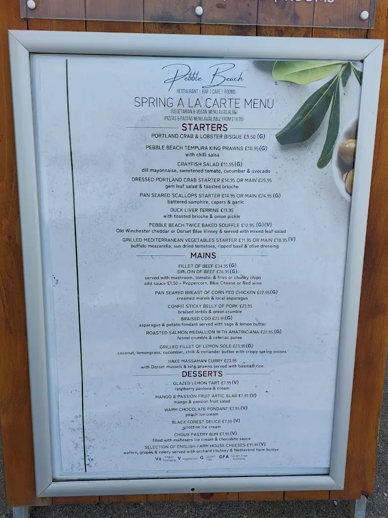Menu_Pebble Beach Restaurant_Milford on Sea_image_1