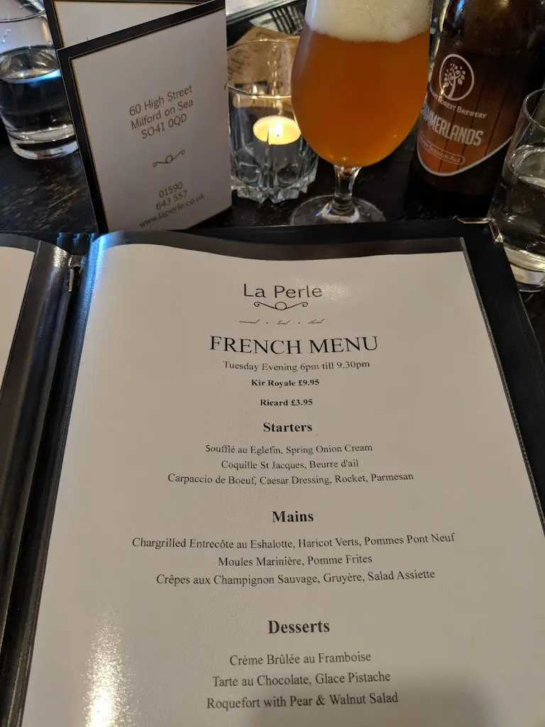 Menu_La Perle_Milford on Sea_image_1