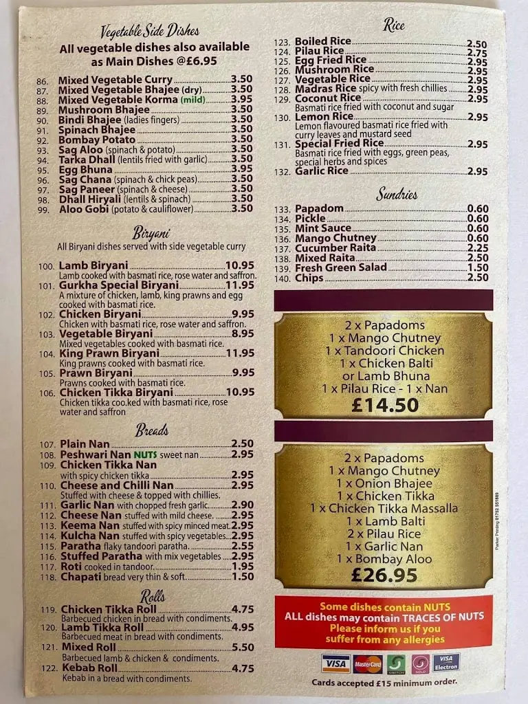 Menu_The Royal Gurkha Spice_Modbury_image_1