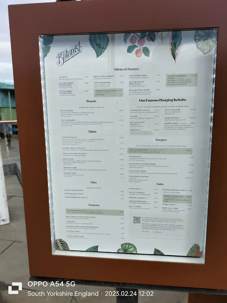 Menu_The Botanist Barnsley_Barnsley_imagen_2