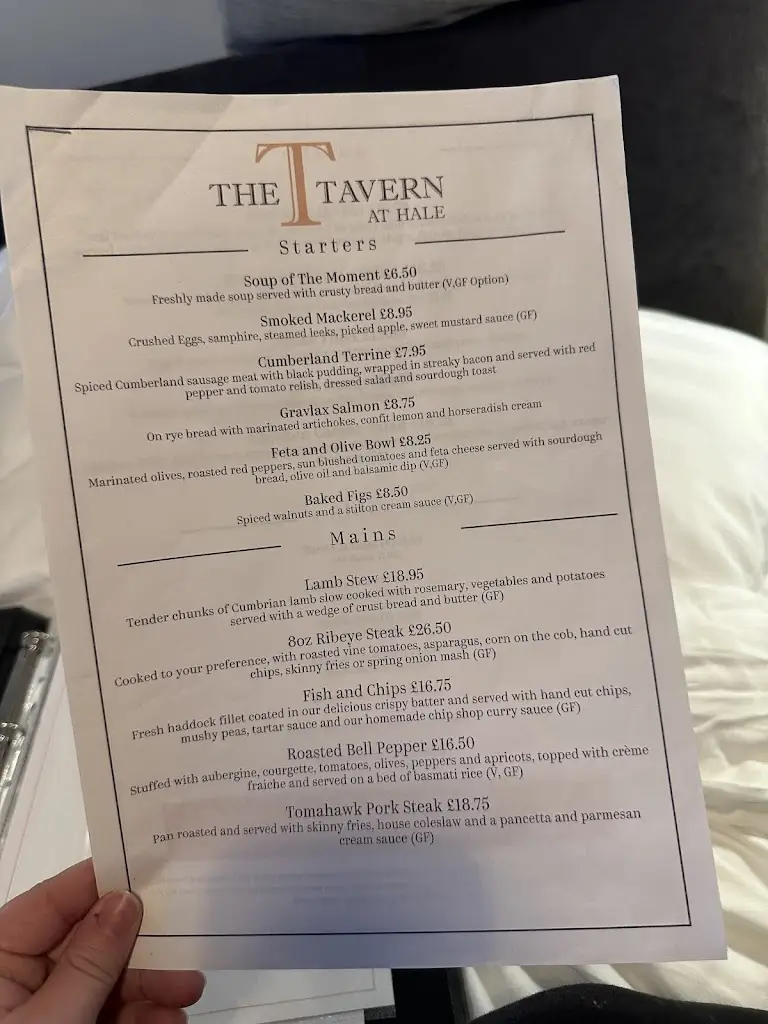 Menu_The Tavern at Hale_Milnthorpe_image_4