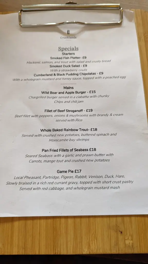 Menu_Crooklands - The Restaurant_Milnthorpe_image_1