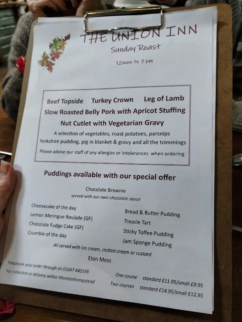 Menu_The Union Inn_Moretonhampstead_image_1