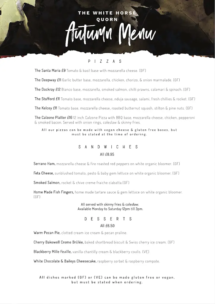 Menu_The White Horse_Mountsorrel_image_4
