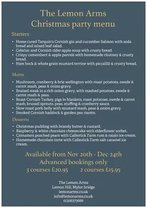 Menu_The Lemon Arms_Mylor Bridge_immagine_1