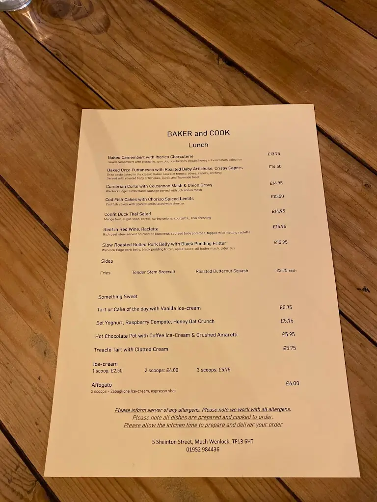Menu_Baker & Cook_Much Wenlock_image_1