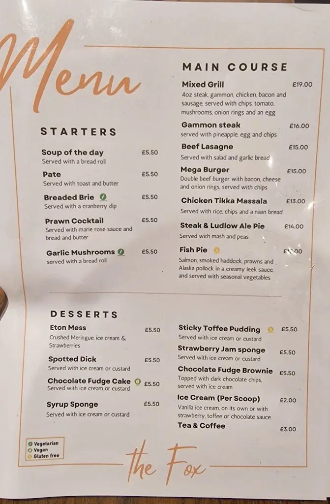 Menu_The Fox_Much Wenlock_image_4