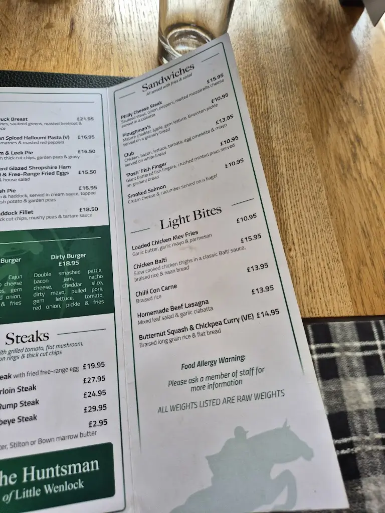 Menu_The Huntsman of Little Wenlock_Much Wenlock_image_1