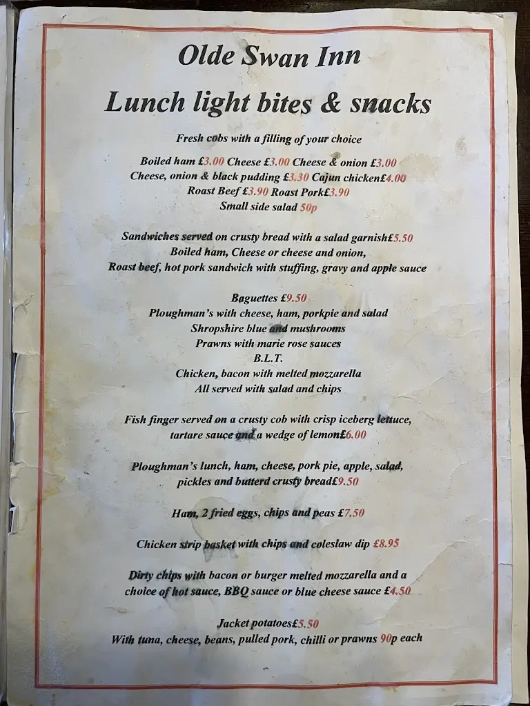 Menu_Old Swan Inn _Netherton_image_2