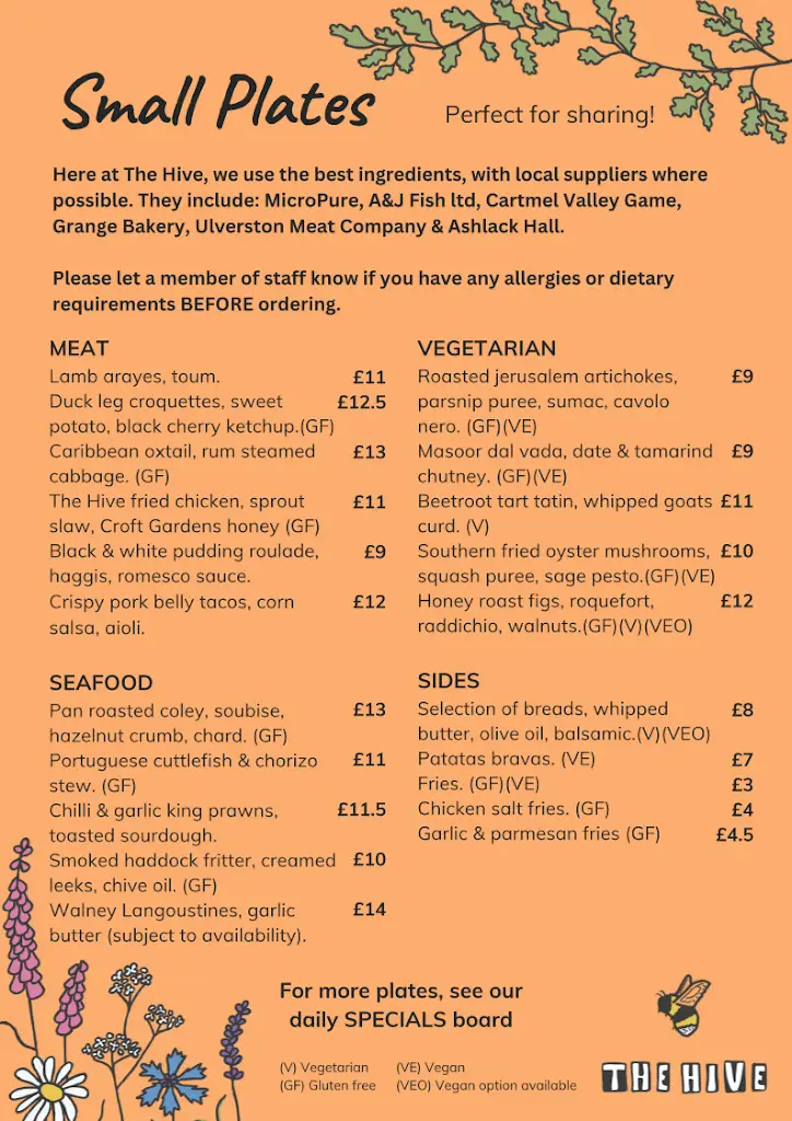 Menu_The Hive_Barrow in Furness_image_1