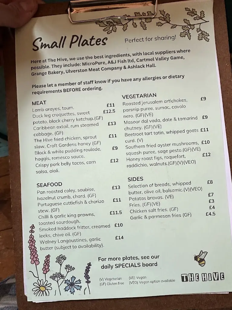 Menu_The Hive_Barrow in Furness_image_2