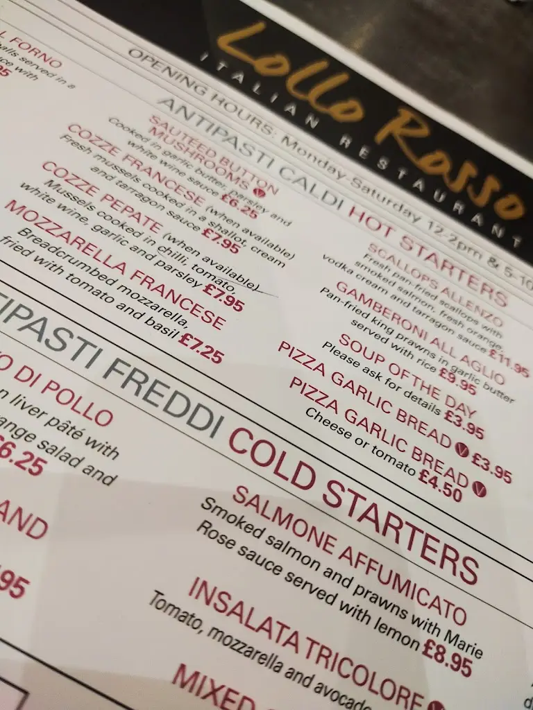 Menu_Lollo Rosso Italia_Morpeth_image_1