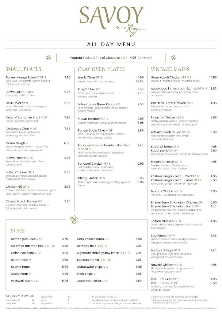 Menu_Savoy By Le Raaj_Morpeth_image_1