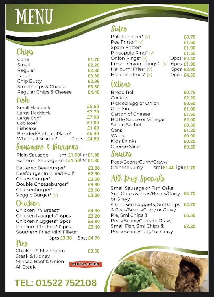 Menü_FRANKYS Fish Bar - Lincoln_Nettleham_Bild_1