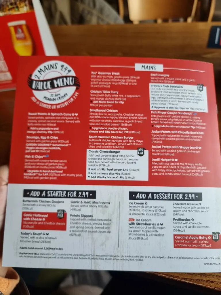 Menu_Barrow In Furness Brewers Fayre_Barrow in Furness_image_2