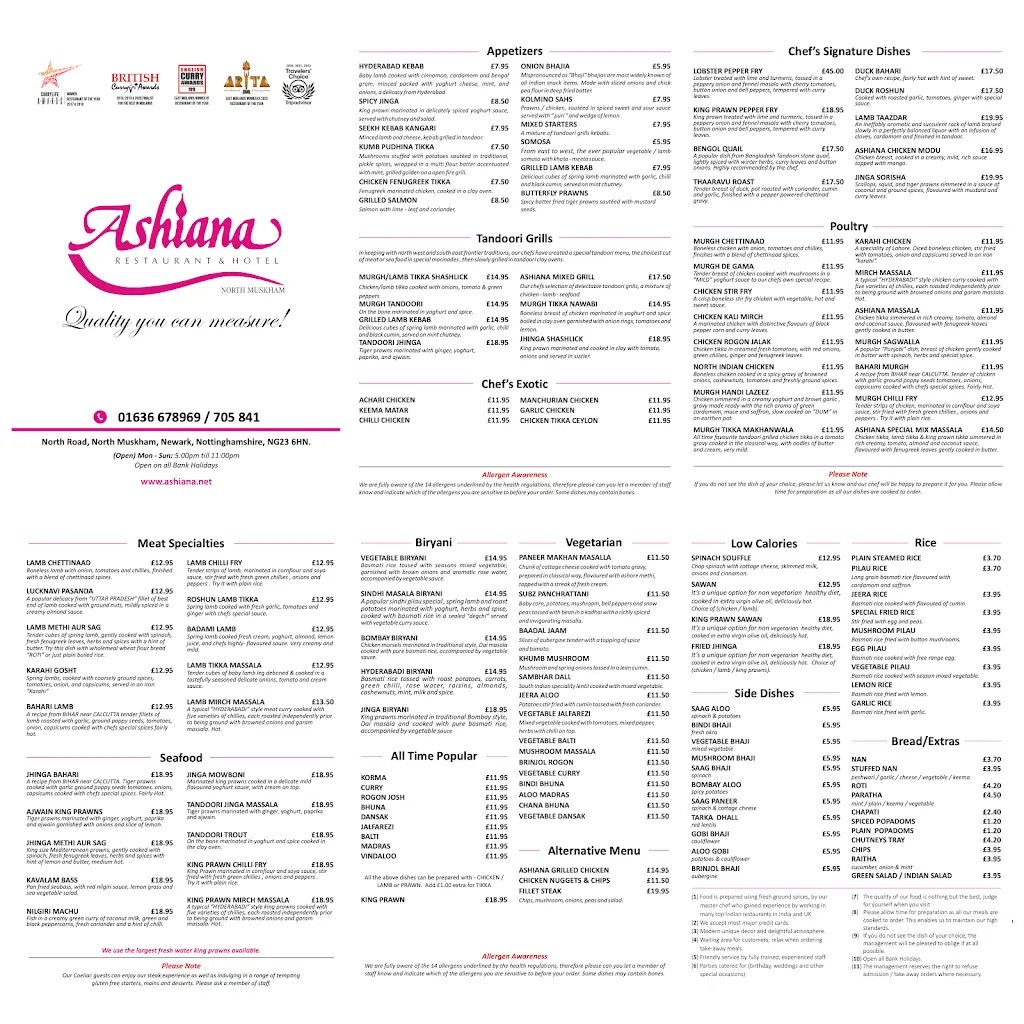Menu_Ashiana Indian & Bangladeshi Restaurant_Newark on Trent_image_1