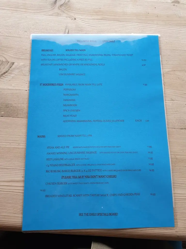 Menu_Castle Barge_Newark on Trent_image_2