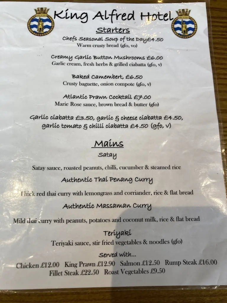 Menu_King Alfred_Barrow in Furness_image_2