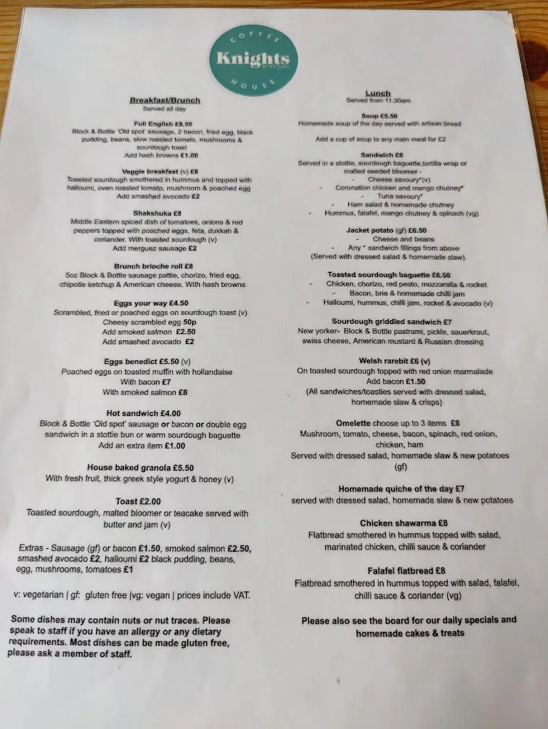 Menu_Knights by the Burn coffee house_Newburn_image_1