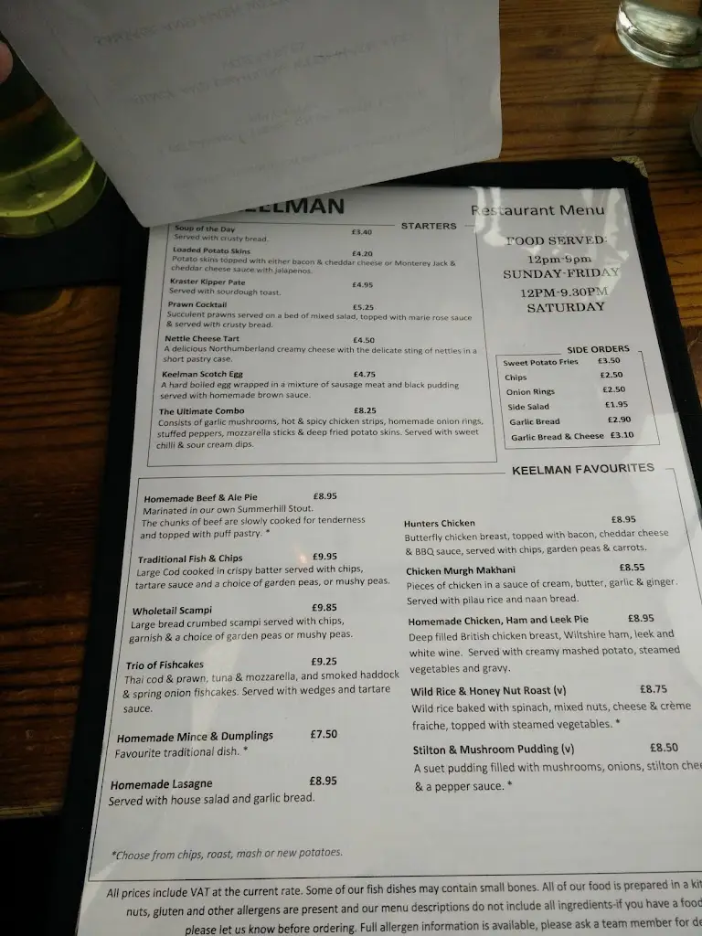 Menu_The Keelman Pub & Restaurant_Newburn_image_4