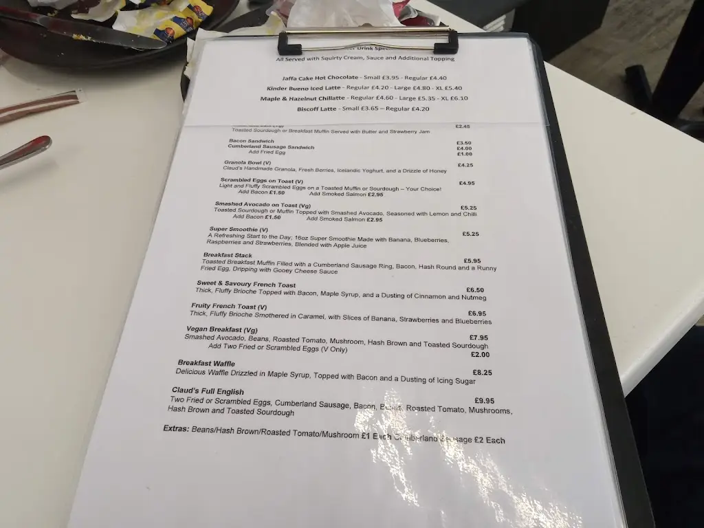 Menu_Claud's Coffee Shop & Dessert Parlour_Newburn_immagine_1