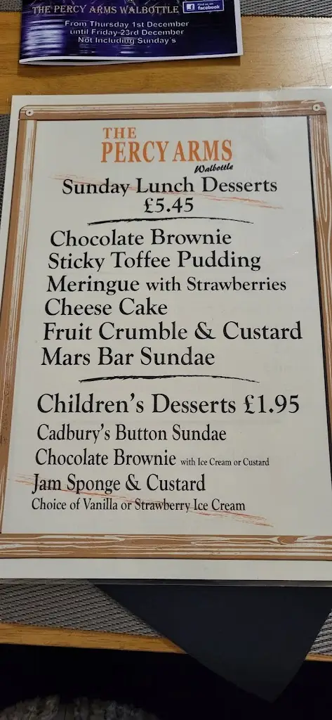 Menu_The Percy Arms Walbottle_Newburn_image_2