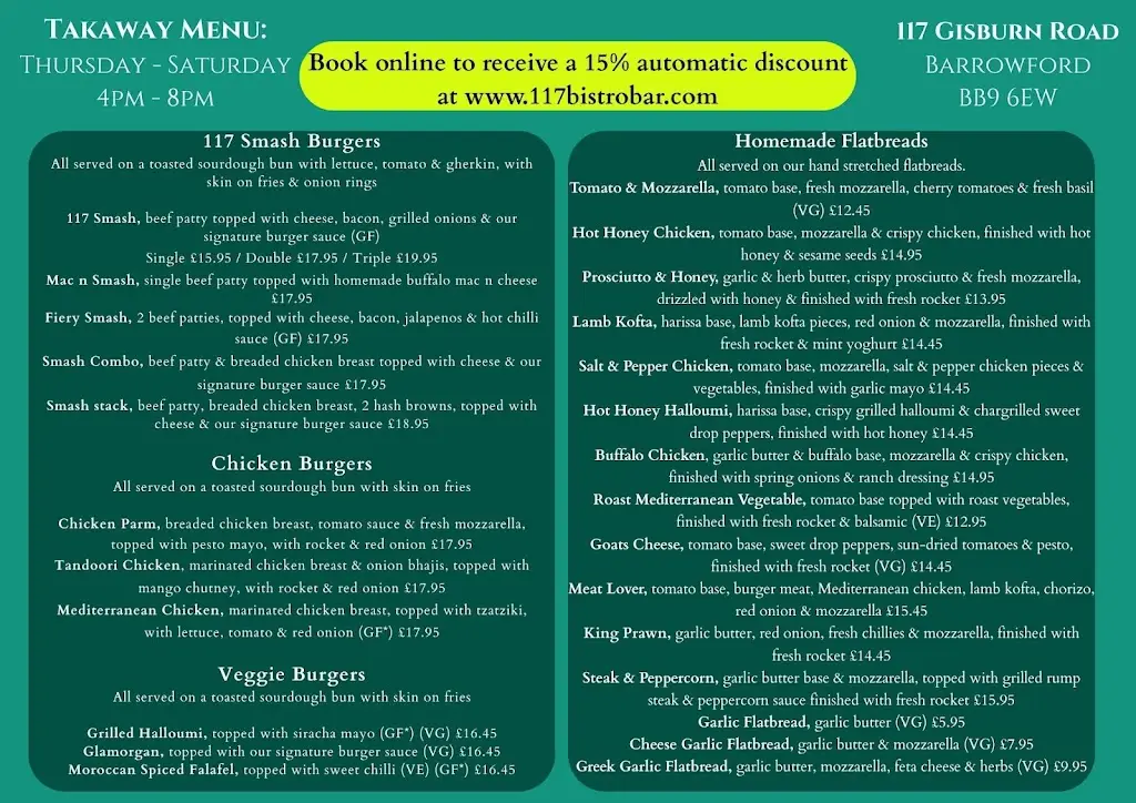 Menu_117 Bistro Bar_Barrowford_image_1