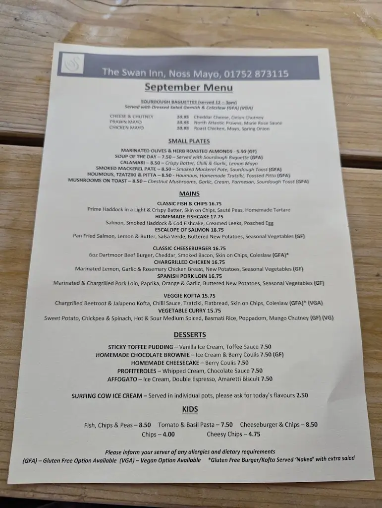 Menu_The Swan Inn_Newton Ferrers_image_3