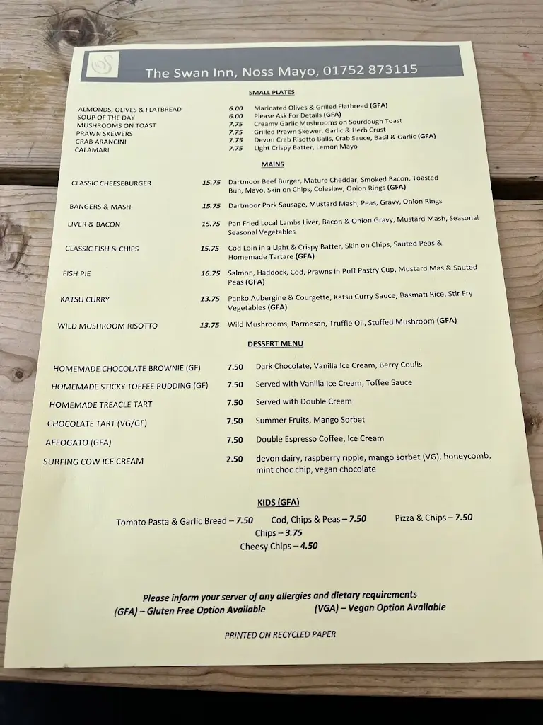 Menu_The Swan Inn_Newton Ferrers_image_4